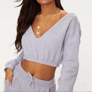 PrettyLittleThing Cropped Off the Shoulder Sweater